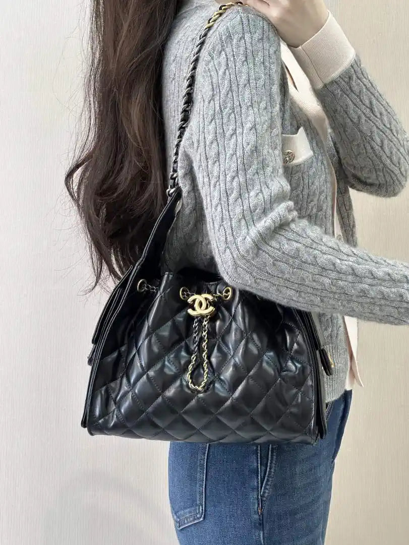 Chanel AS5293 Small Hobo Lambskin & Gold-Tone Metal Light Gold