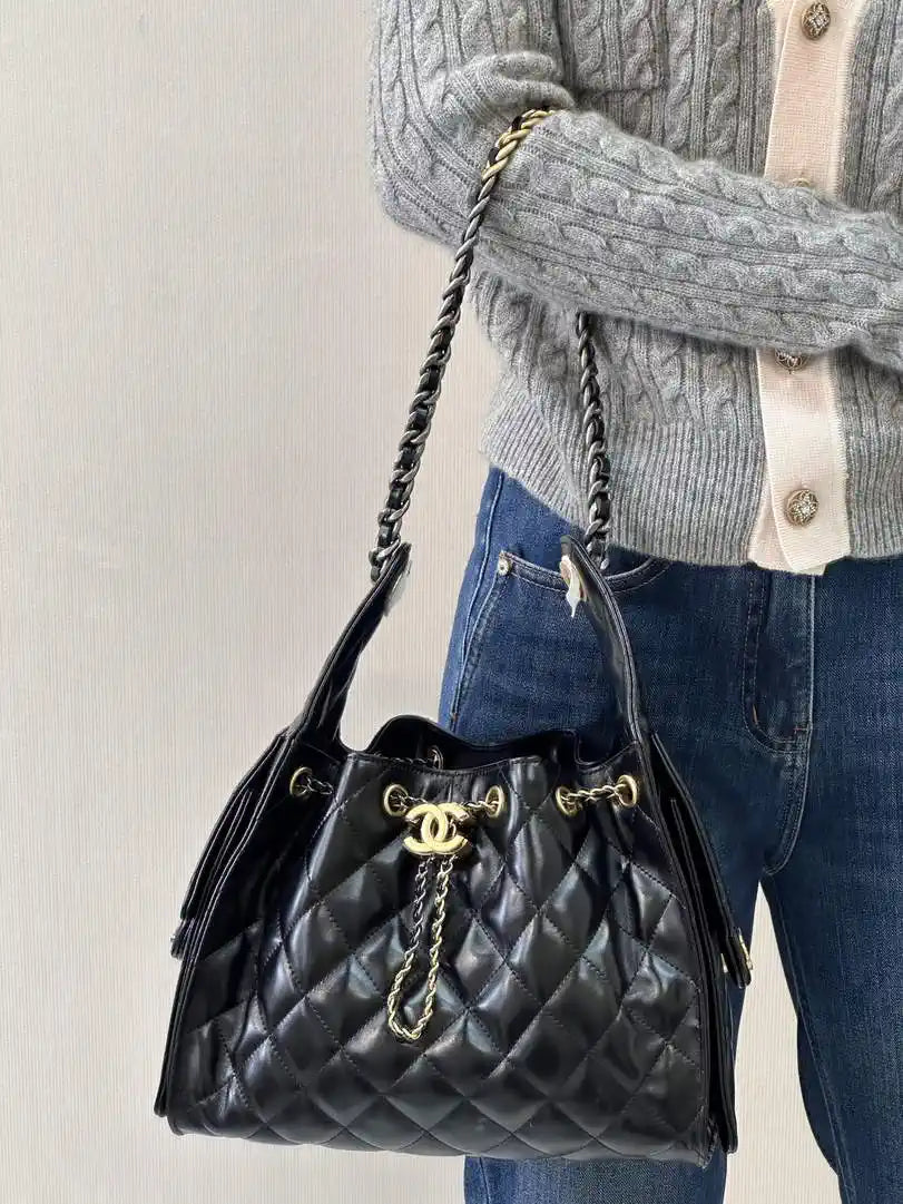 Chanel AS5293 Small Hobo Lambskin & Gold-Tone Metal Light Gold