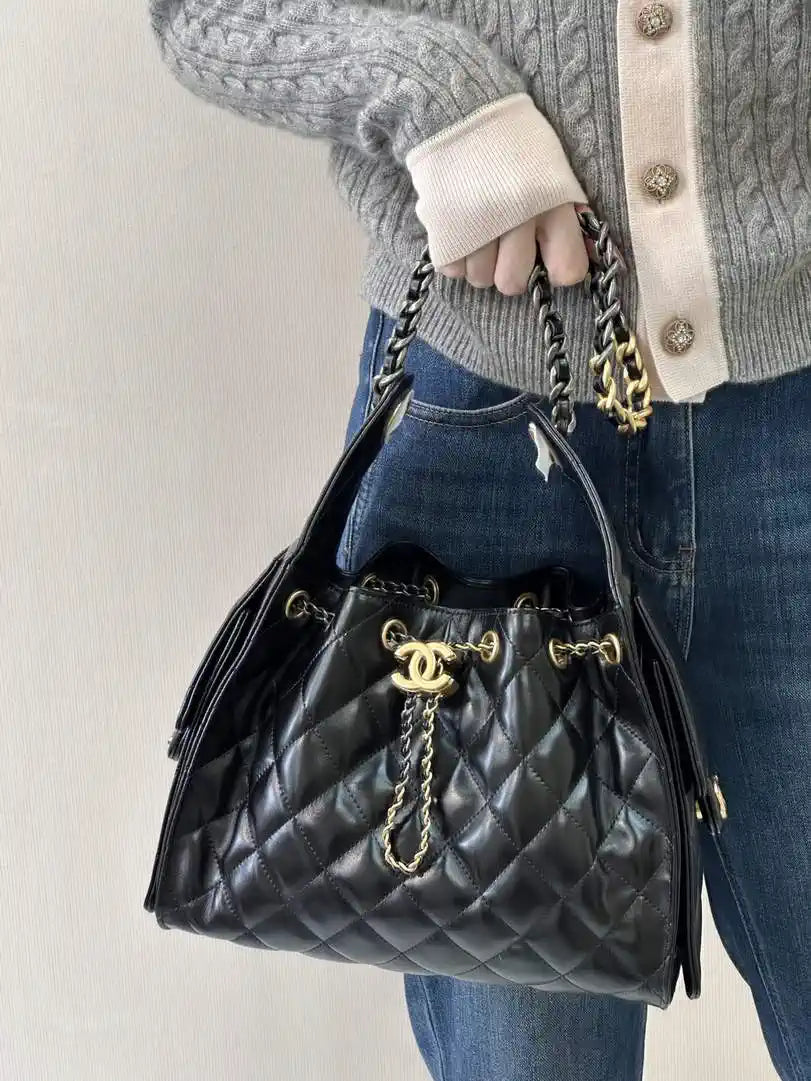 Chanel AS5293 Small Hobo Lambskin & Gold-Tone Metal Light Gold