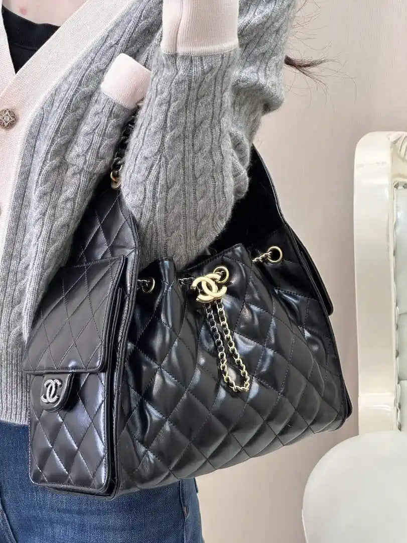 Chanel AS5293 Small Hobo Lambskin & Gold-Tone Metal Light Gold
