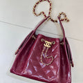 Chanel AS5293 Small Hobo Lambskin & Gold-Tone Metal Wine Red