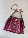 Chanel AS5293 Small Hobo Lambskin & Gold-Tone Metal Wine Red