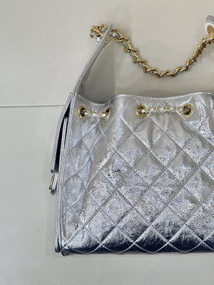 Chanel AS5293 Small Hobo Lambskin & Silver-Tone Metal Silver - Default Title - View 11