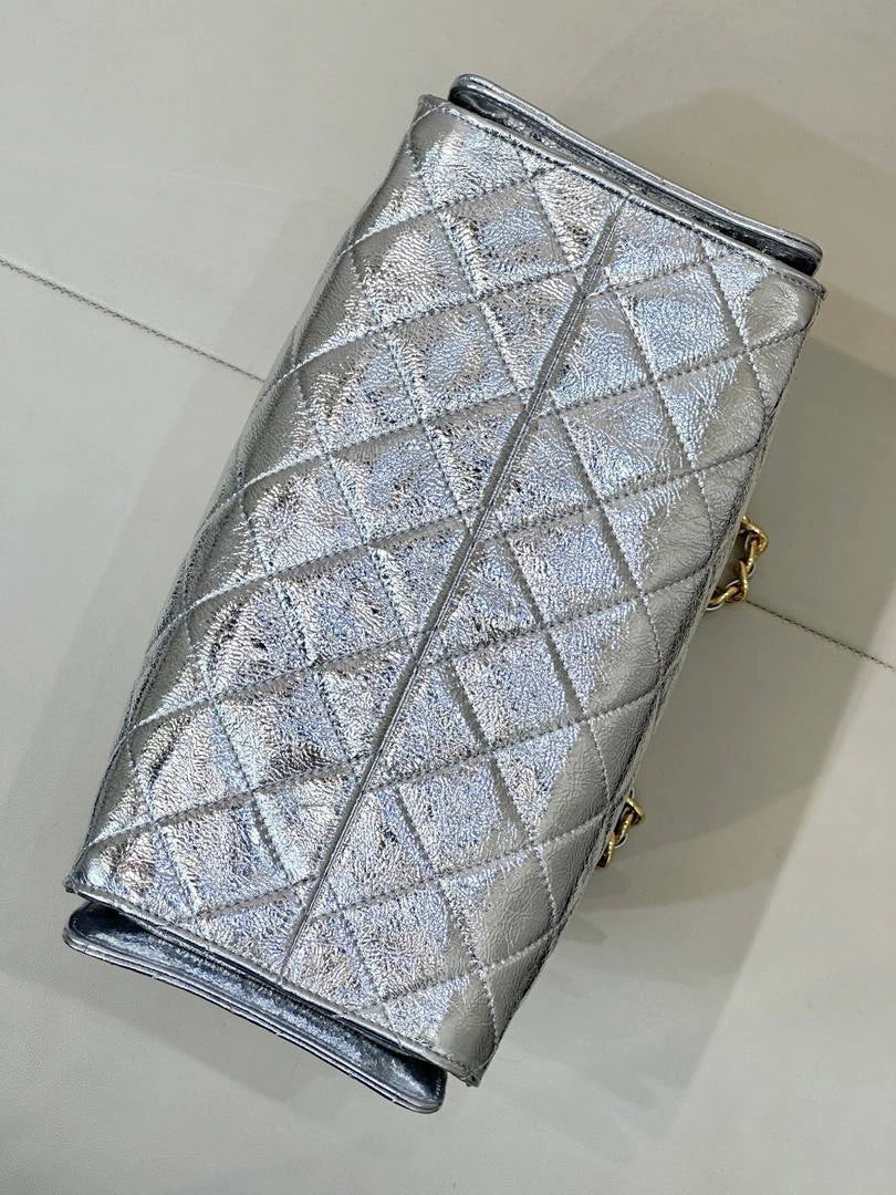 Chanel AS5293 Small Hobo Lambskin & Silver-Tone Metal Silver - Default Title - View 13