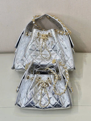 Chanel AS5293 Small Hobo Lambskin & Silver-Tone Metal Silver - Default Title - View 3