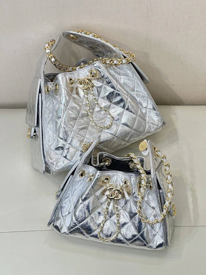 Chanel AS5293 Small Hobo Lambskin & Silver-Tone Metal Silver - Default Title - View 2