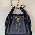 Chanel AS5293 Small Hobo Shearling Sheepskin & Gold-Tone Metal Black