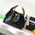 Chanel AS5293 Small Hobo Shiny Lambskin & Gold-Tone Metal Black - Default Title - View 1
