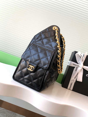 Chanel AS5293 Small Hobo Shiny Lambskin & Gold-Tone Metal Black - Default Title - View 2