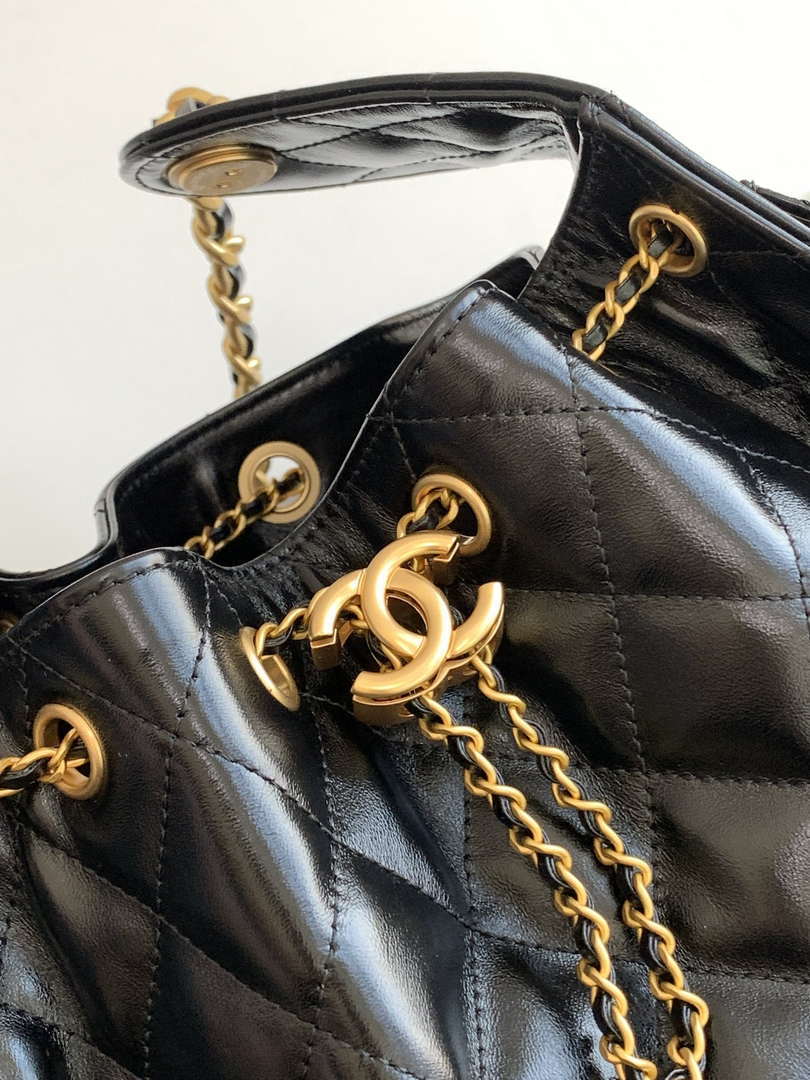 Chanel AS5293 Small Hobo Shiny Lambskin & Gold-Tone Metal Black