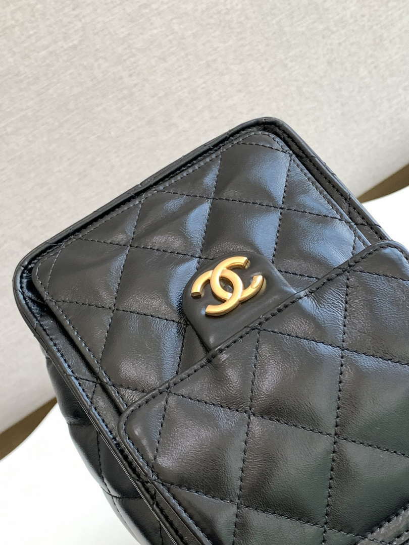 Chanel AS5293 Small Hobo Shiny Lambskin & Gold-Tone Metal Black