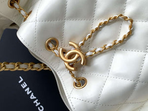Chanel AS5293 Small Hobo Shiny Lambskin & Gold-Tone Metal White - Default Title - View 5