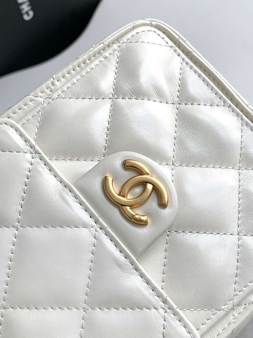 Chanel AS5293 Small Hobo Shiny Lambskin & Gold-Tone Metal White
