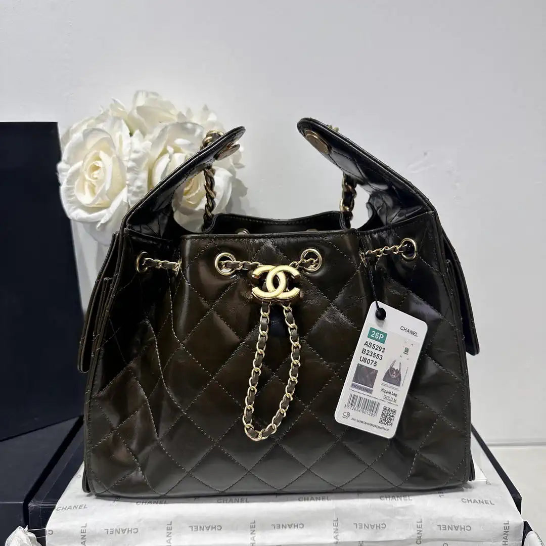 Chanel AS5293 Small Hobo Lambskin & Gold-Tone  Metal Dark Green