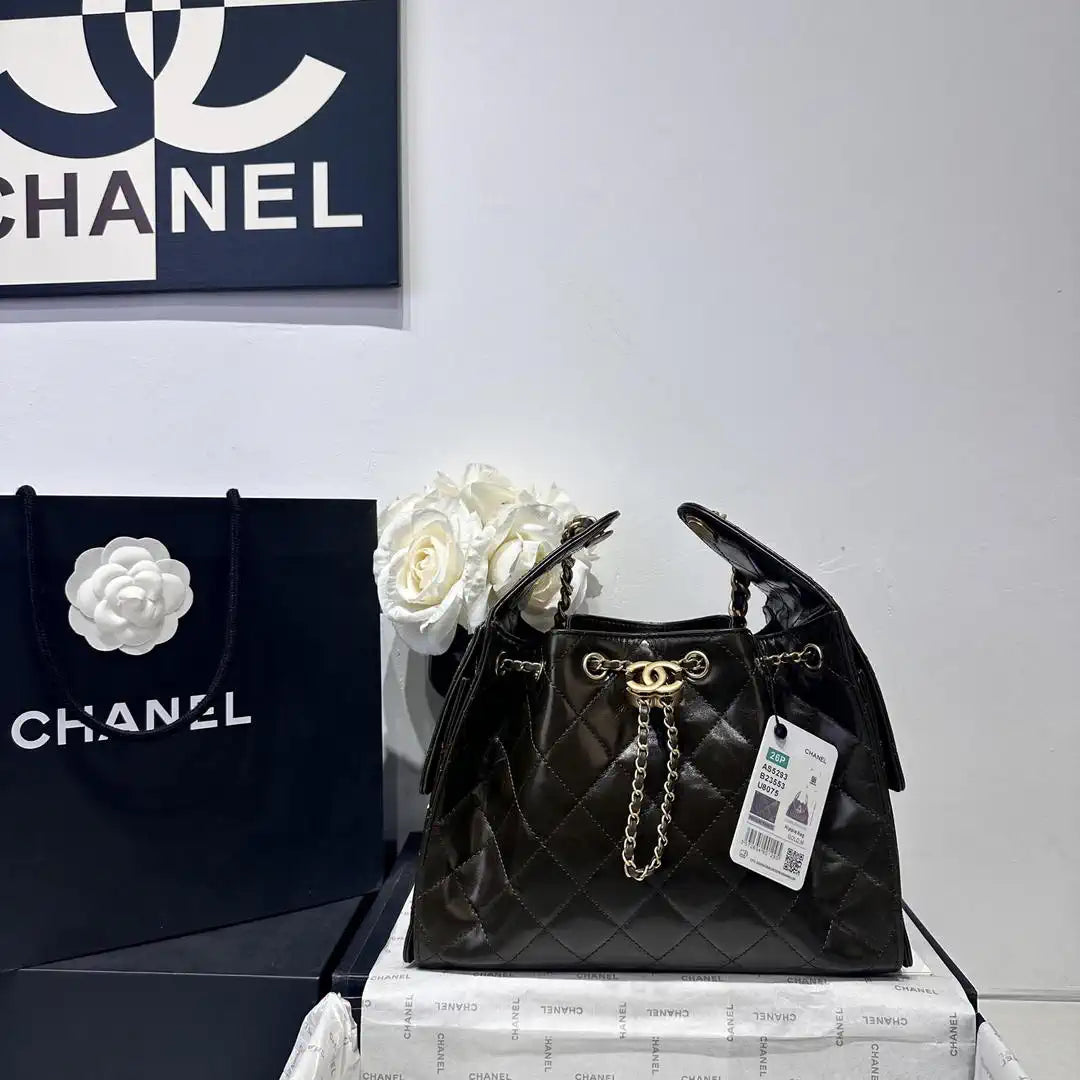 Chanel AS5293 Small Hobo Lambskin & Gold-Tone  Metal Dark Green
