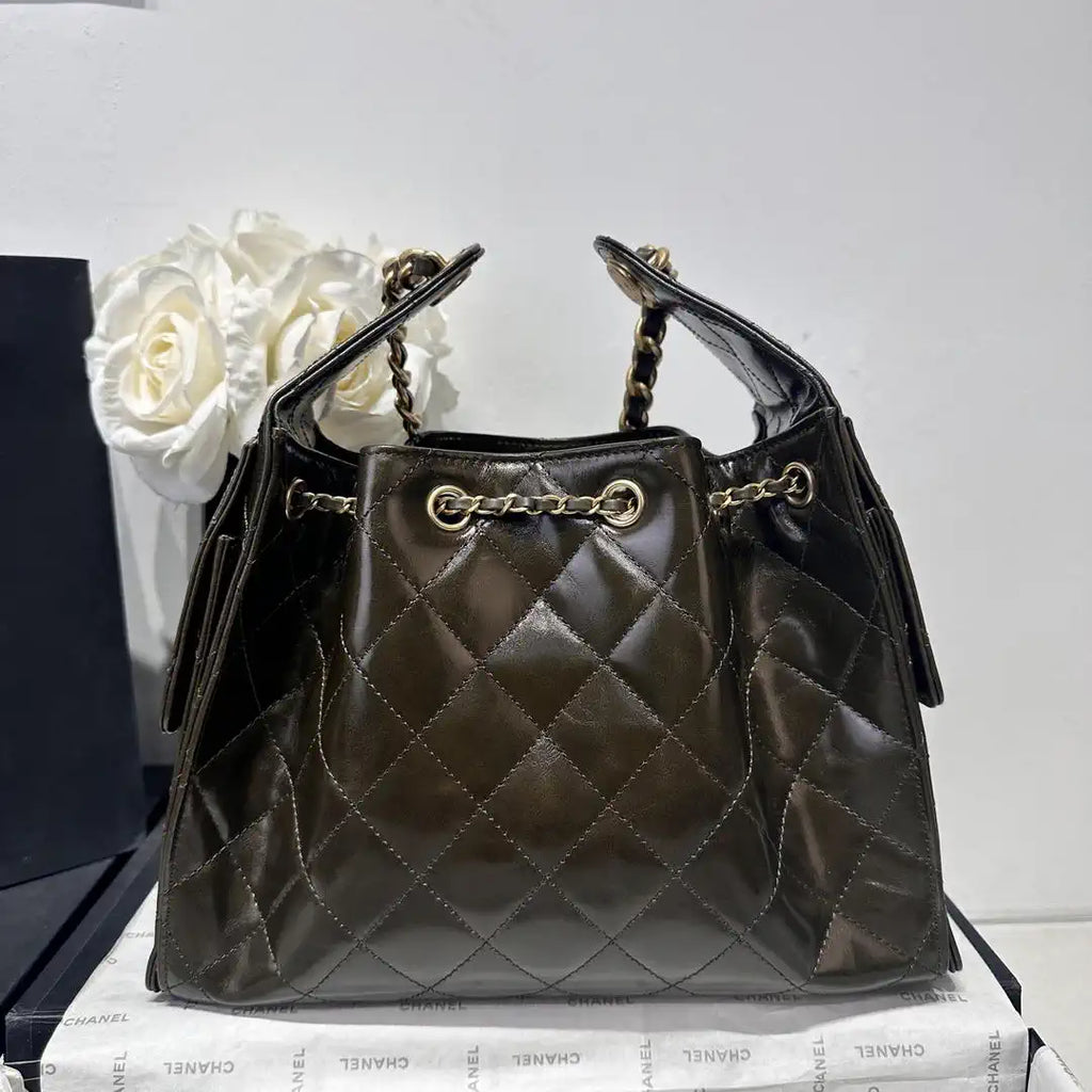 Chanel AS5293 Small Hobo Lambskin & Gold-Tone  Metal Dark Green