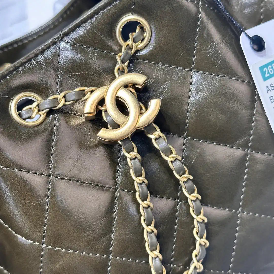 Chanel AS5293 Small Hobo Lambskin & Gold-Tone  Metal Dark Green