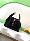Chanel AS5293 Small Hobo Suede & Gold-Tone Metal Black