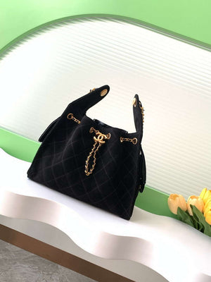 Chanel AS5293 Small Hobo Suede & Gold-Tone Metal Black - Default Title - View 1