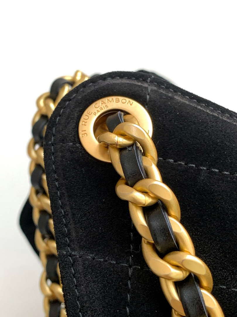 Chanel AS5293 Small Hobo Suede & Gold-Tone Metal Black