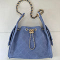 Chanel AS5293 Small Hobo Suede & Gold-Tone Metal Blue