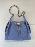 Chanel AS5293 Small Hobo Suede & Gold-Tone Metal Blue
