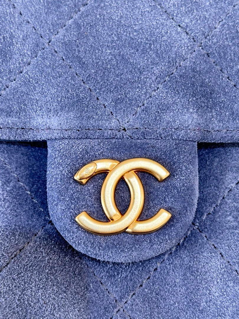 Chanel AS5293 Small Hobo Suede & Gold-Tone Metal Blue