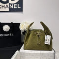 Chanel AS5293 Small Hobo Suede & Gold-Tone Metal Bronze Green