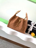 Chanel AS5293 Small Hobo Suede & Gold-Tone Metal Earthy Yellow