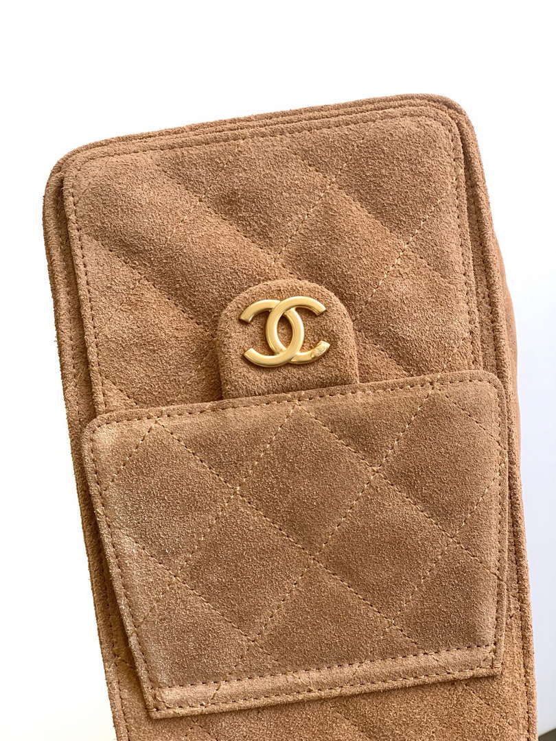 Chanel AS5293 Small Hobo Suede & Gold-Tone Metal Earthy Yellow
