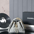 Chanel AS5293 Small Hobo Suede & Gold-Tone Metal Elephant Gray - Default Title - View 1
