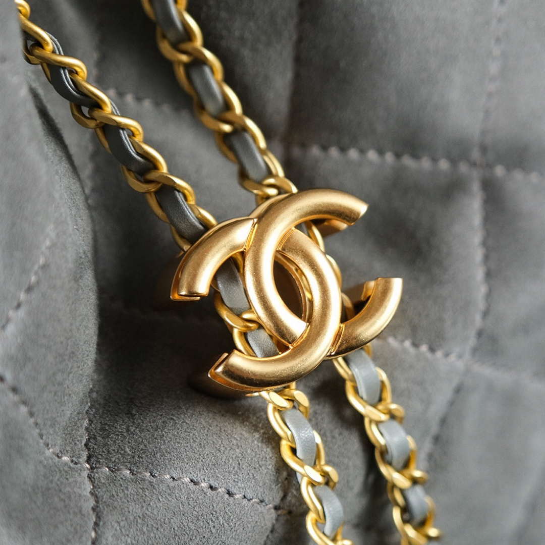 Chanel AS5293 Small Hobo Suede & Gold-Tone Metal Elephant Gray - Default Title - View 7