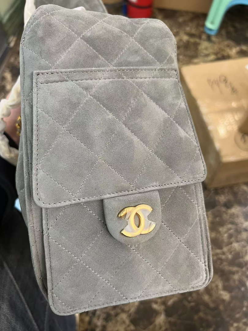 Chanel AS5293 Small Hobo Suede & Gold-Tone Metal Elephant Gray - Default Title - View 17