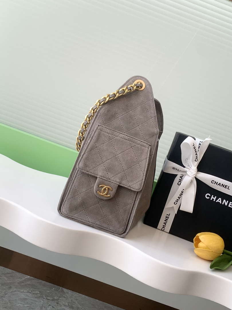 Chanel AS5293 Small Hobo Suede & Gold-Tone Metal Brown - Default Title - View 4