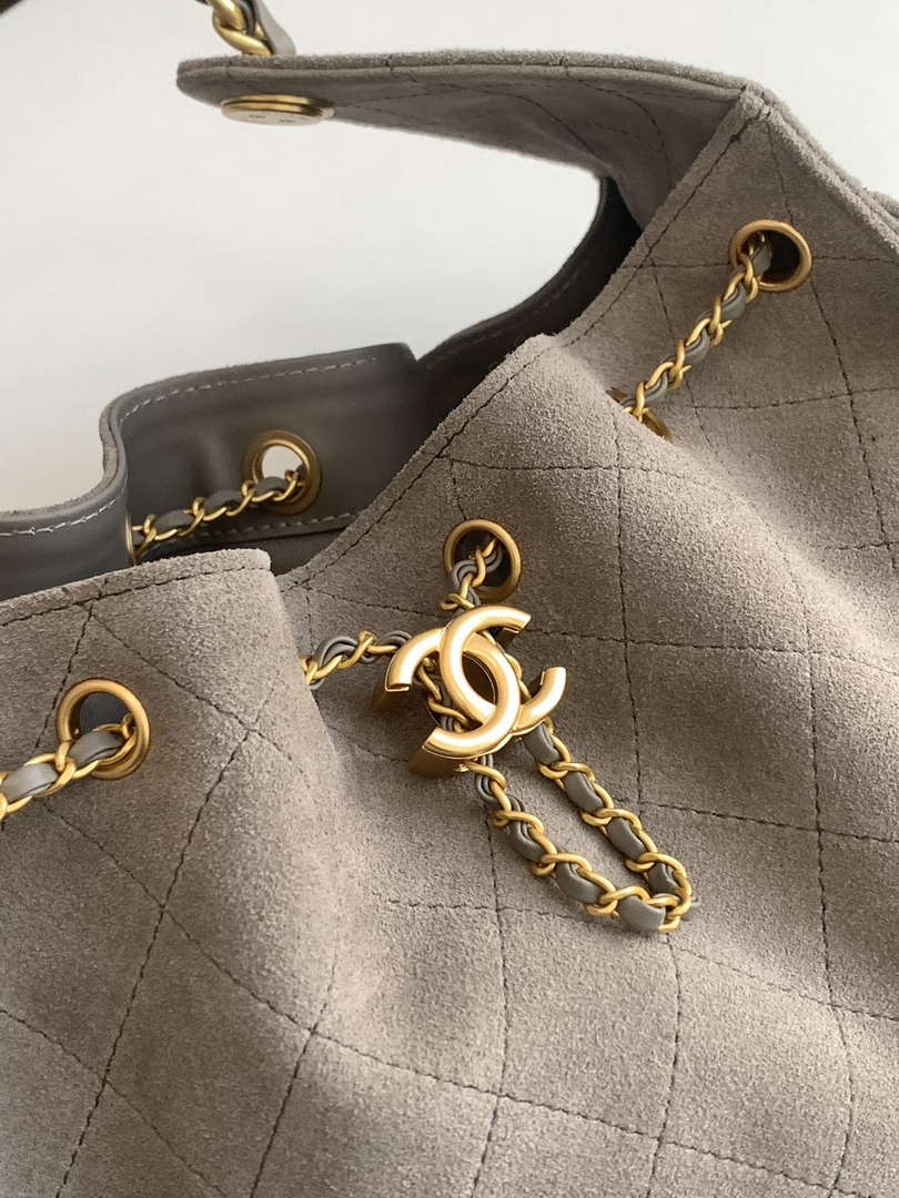 Chanel AS5293 Small Hobo Suede & Gold-Tone Metal Brown - Default Title - View 3