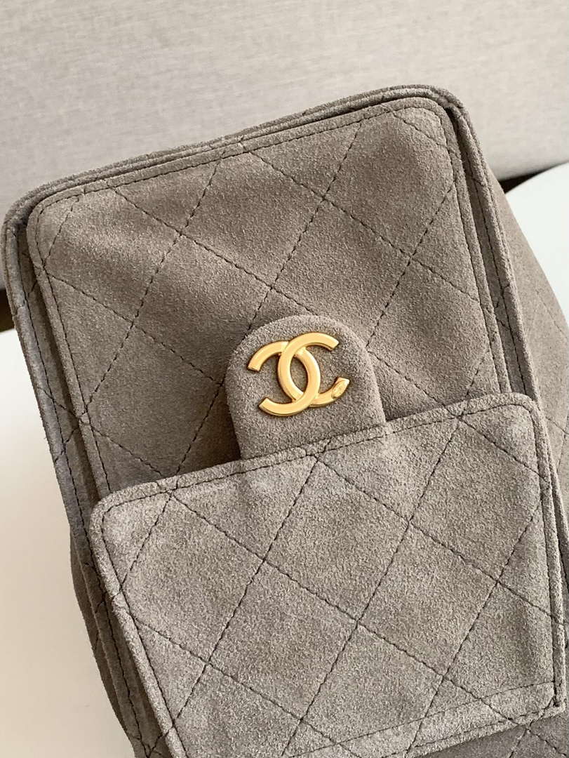 Chanel AS5293 Small Hobo Suede & Gold-Tone Metal Brown
