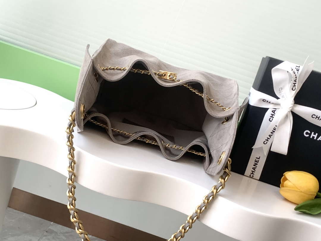 Chanel AS5293 Small Hobo Suede & Gold-Tone Metal Brown - Default Title - View 7