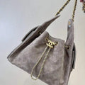 Chanel AS5293 Small Hobo Suede & Gold-Tone Metal Gray