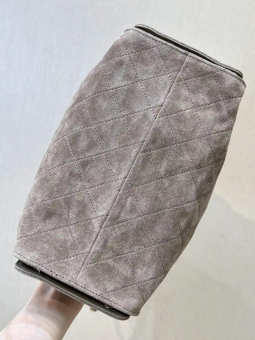 Chanel AS5293 Small Hobo Suede & Gold-Tone Metal Gray