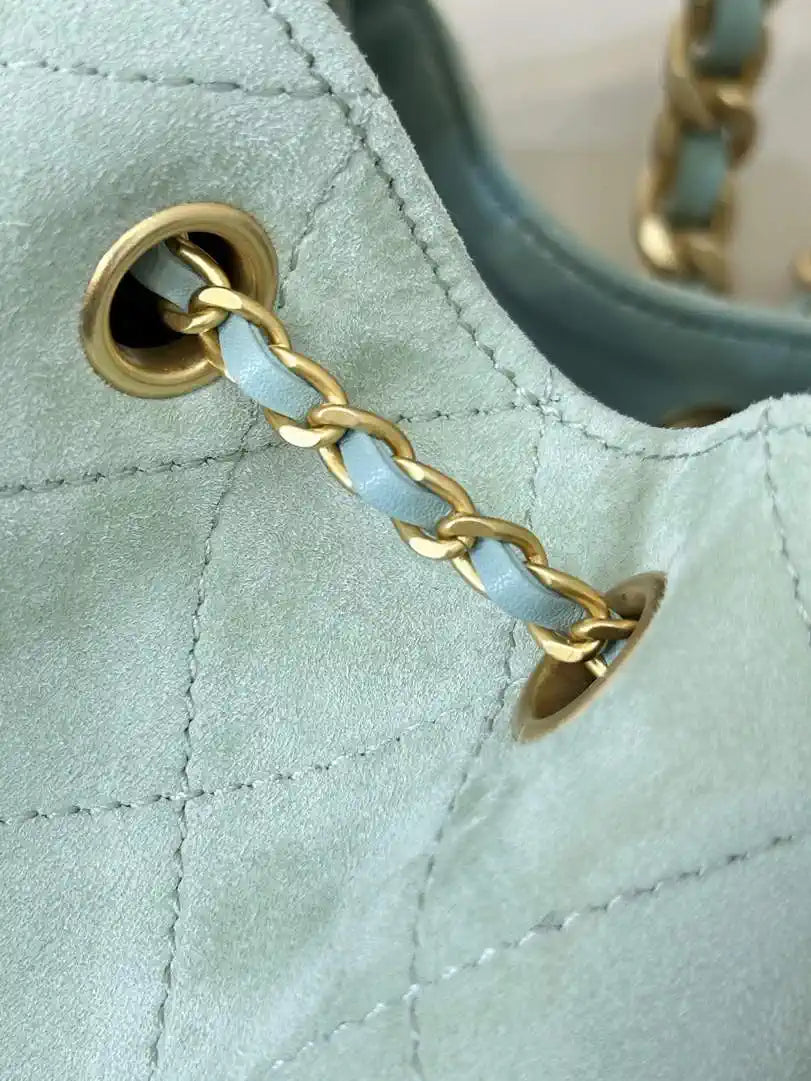 Chanel AS5293 Small Hobo Suede & Gold-Tone Metal Green