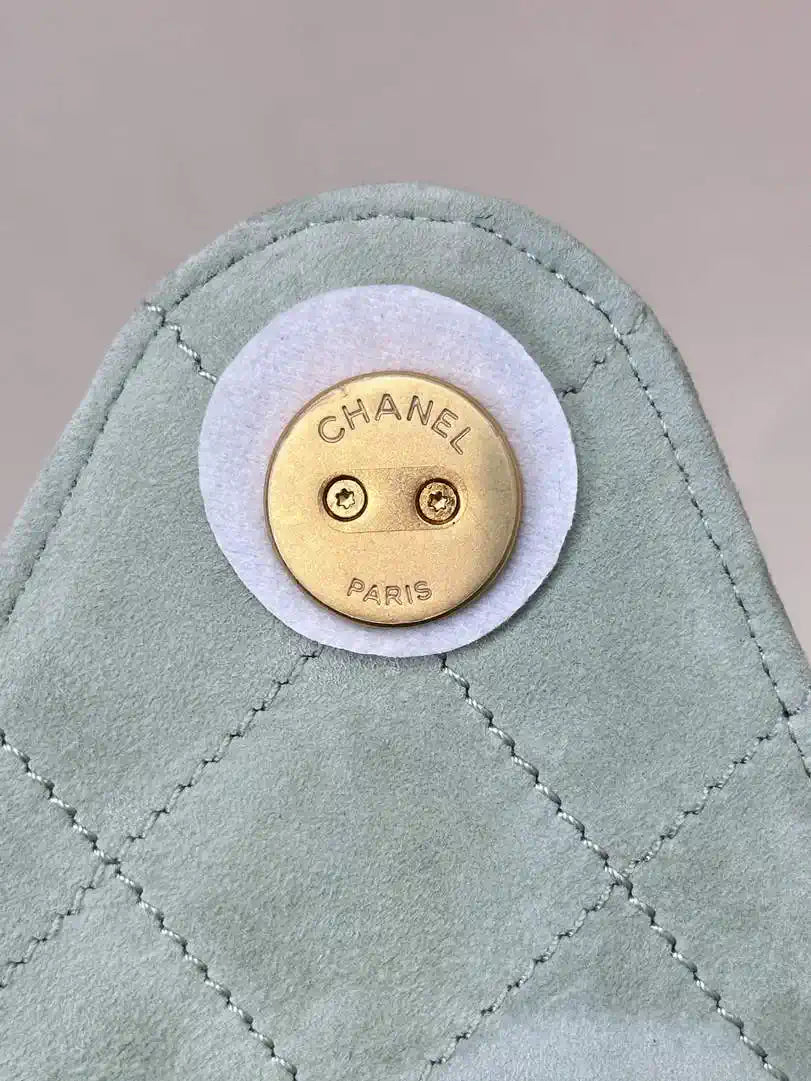 Chanel AS5293 Small Hobo Suede & Gold-Tone Metal Green