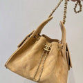 Chanel AS5293 Small Hobo Suede & Gold-Tone Metal khaki