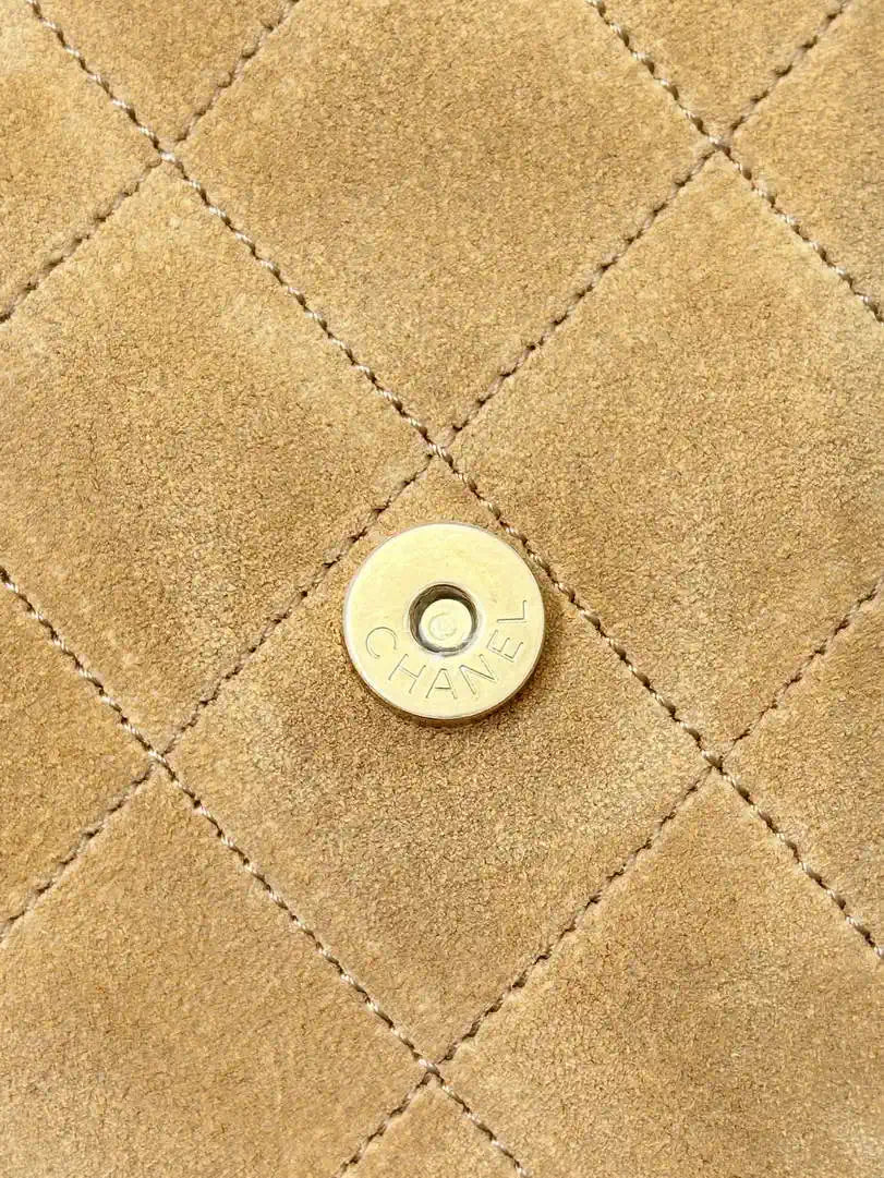 Chanel AS5293 Small Hobo Suede & Gold-Tone Metal khaki