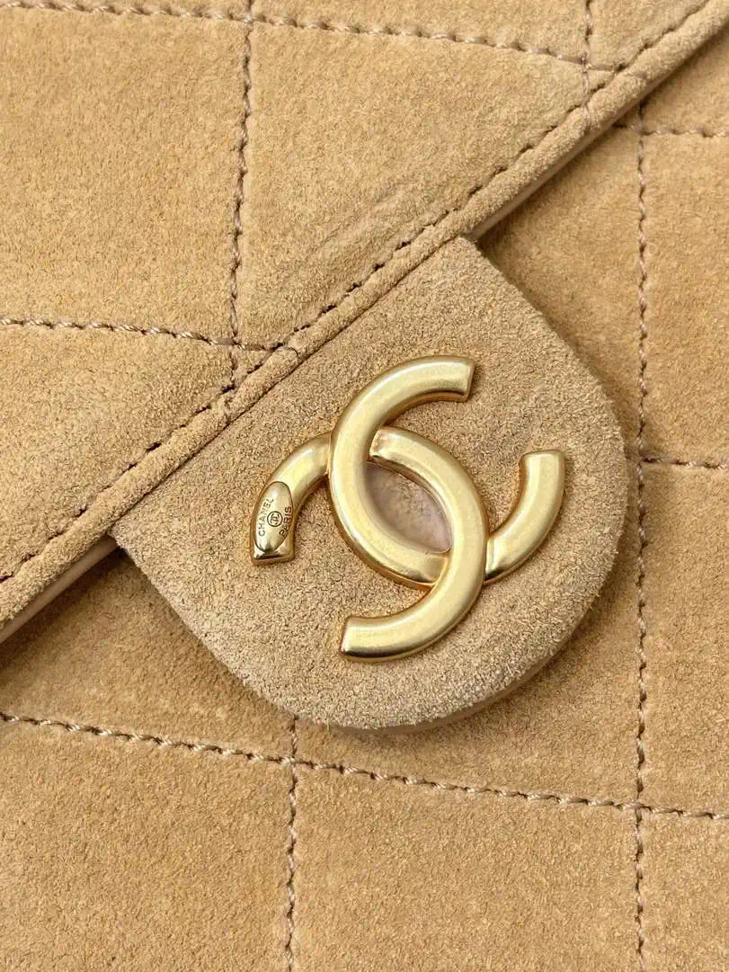Chanel AS5293 Small Hobo Suede & Gold-Tone Metal khaki
