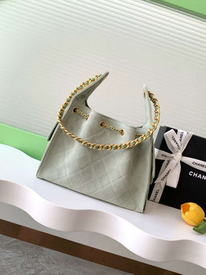 Chanel AS5293 Small Hobo Suede & Gold-Tone Metal Light Green - Default Title - View 4