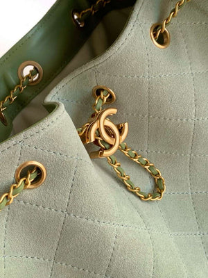 Chanel AS5293 Small Hobo Suede & Gold-Tone Metal Light Green - Default Title - View 6