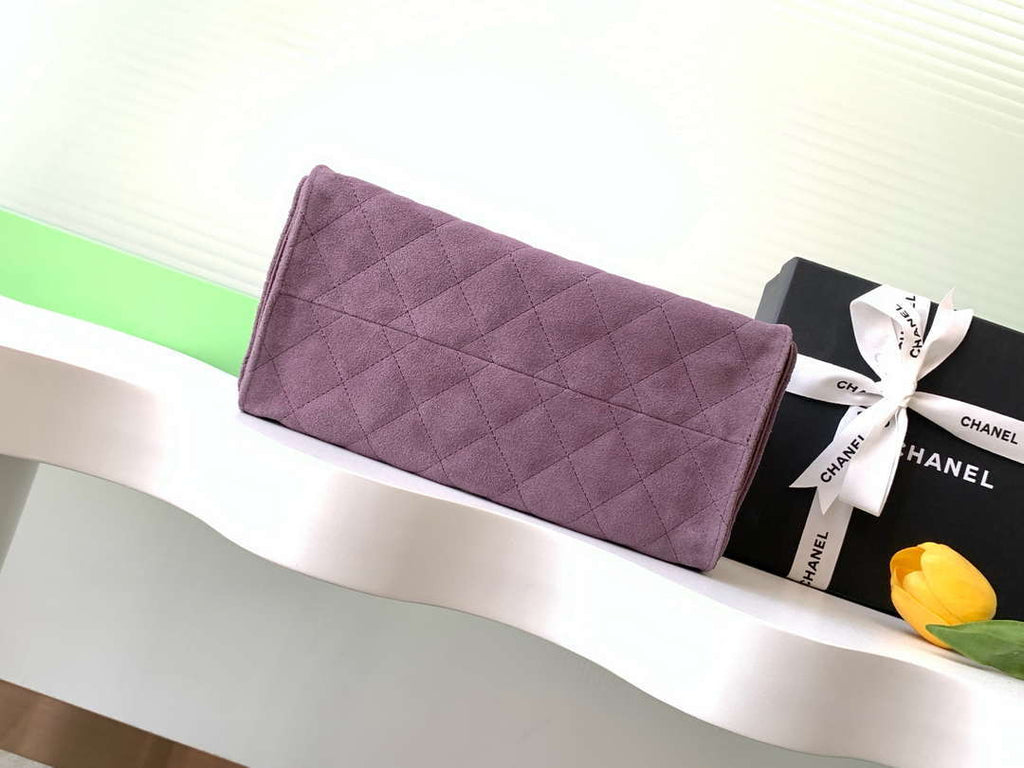 Chanel AS5293 Small Hobo Suede & Gold-Tone Metal Purple