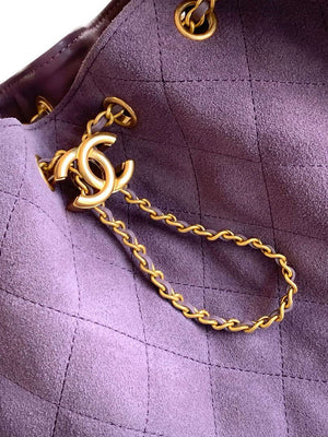 Chanel AS5293 Small Hobo Suede & Gold-Tone Metal Purple - Default Title - View 5