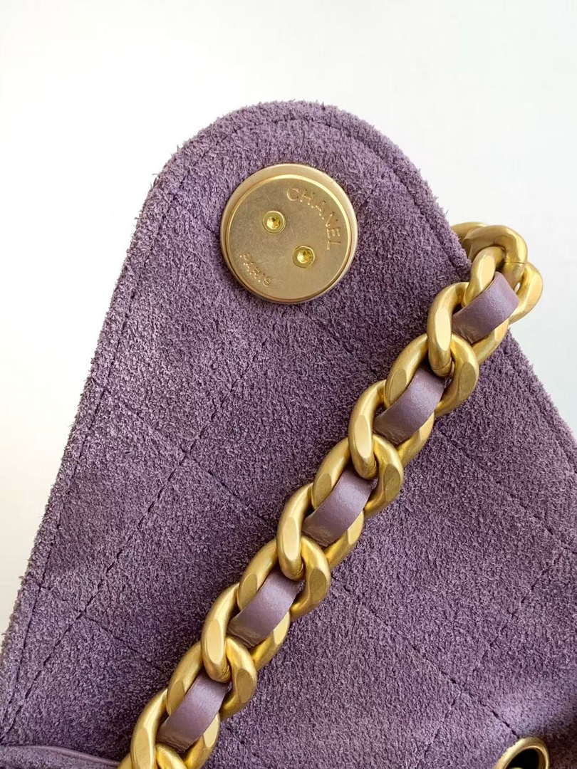 Chanel AS5293 Small Hobo Suede & Gold-Tone Metal Purple