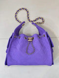 Chanel AS5293 Small Hobo Suede & Gold-Tone Metal Purple Blue